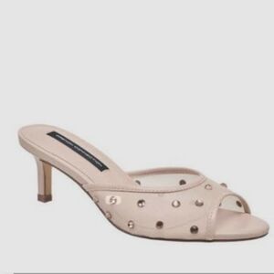 Elegant Beige Studded Women's Heels